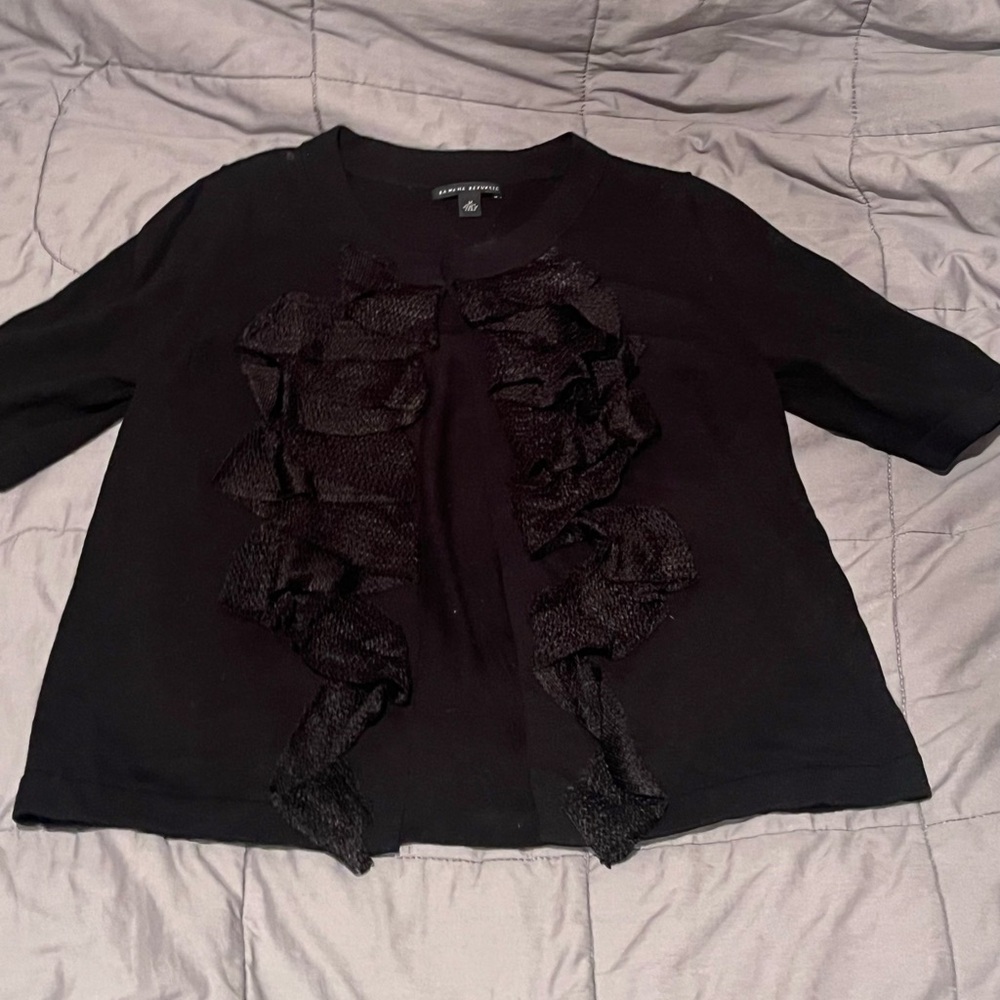 BR Black Ruffled half sleeve cardigan